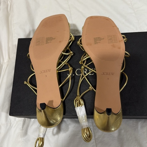 J Crew Zadie knotted lace-up kitten heels in metallic leather CA041 NEW - Picture 6 of 7